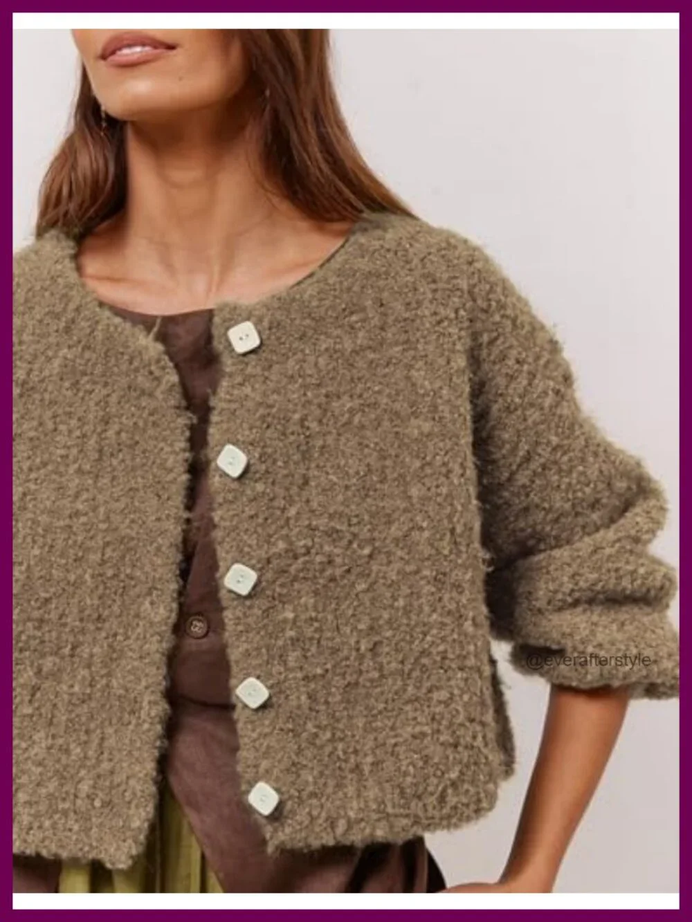 Women Cropped Fluffy Cardigan Sweater with Buttons